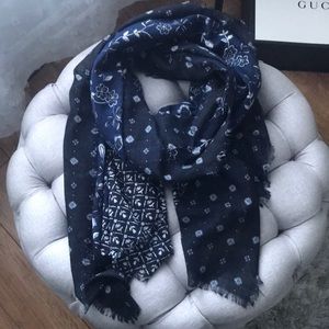 No Brand Navy Blue Floral Print Scarf